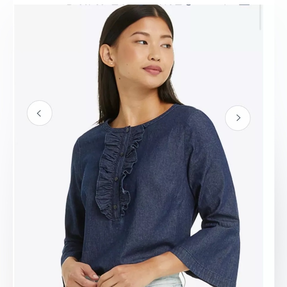 Draper James Denim Ruffled Tunic Top